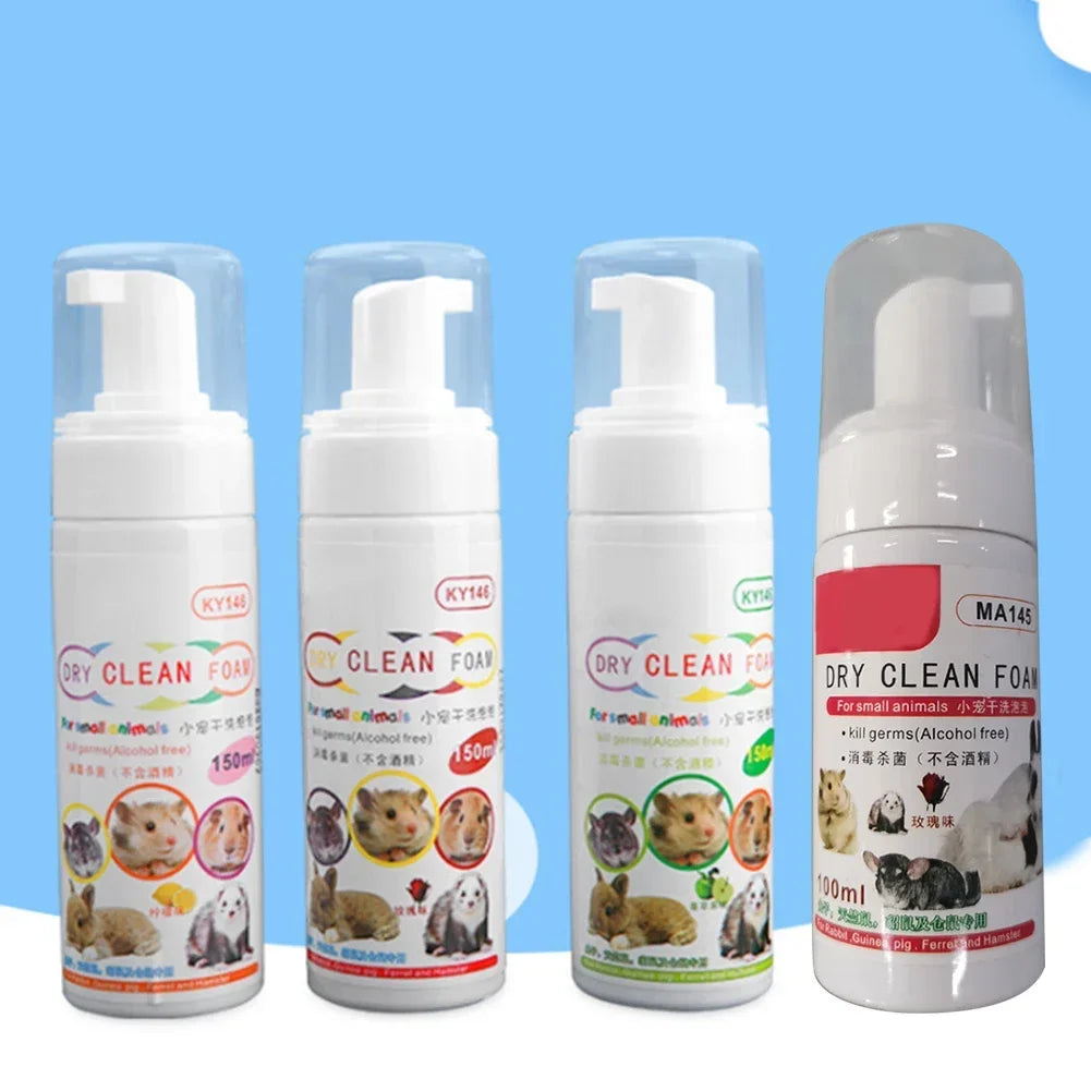 100ml Hamster Foam Waterless Dry Clean Shower Gel Removes Odour Long Lasting Scent Small Animal Shampoo Pet Cleaning Products