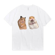 Funny Peace Sign and Screaming Hamster T-Shirt Lovers Gift Rodent Cavy Tee Shirts Summer Short Sleeve TShirt Aesthetic Clothes