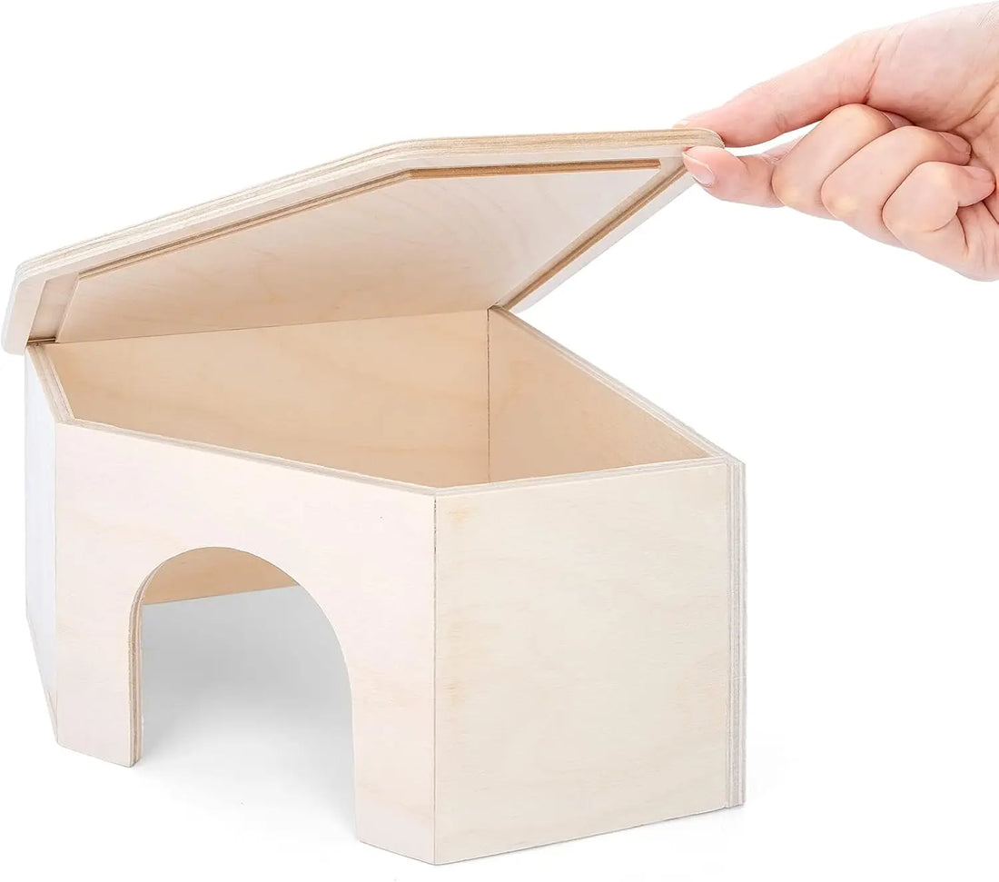 Birch Chamber-Maze Hamster Hideout - Woodland House Habitat for Hamsters, Mice, Gerbils