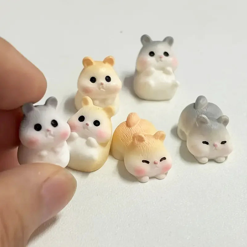 5/10pcs Mini Cute Hamster Figurines, Resin-Made Animal Miniatures for DIY Craft, Garden Micro Landscaping and Home Decoration