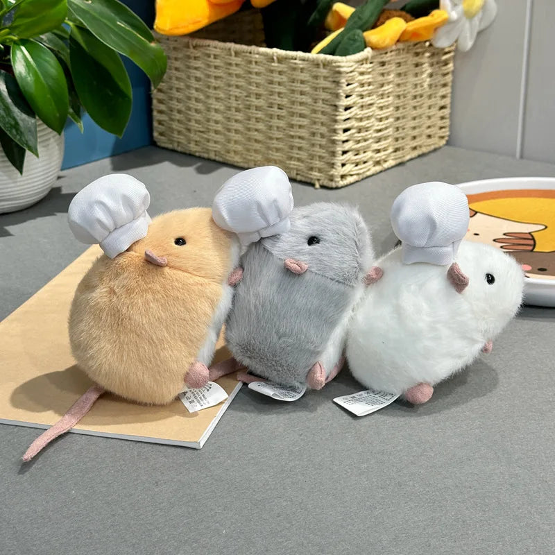 12CM Kawaii Cartoon Simulation Anime Flower Branch Mouse Stuffed Animal Plush Toy Children's Hamster Handmade Doll Festival Gift