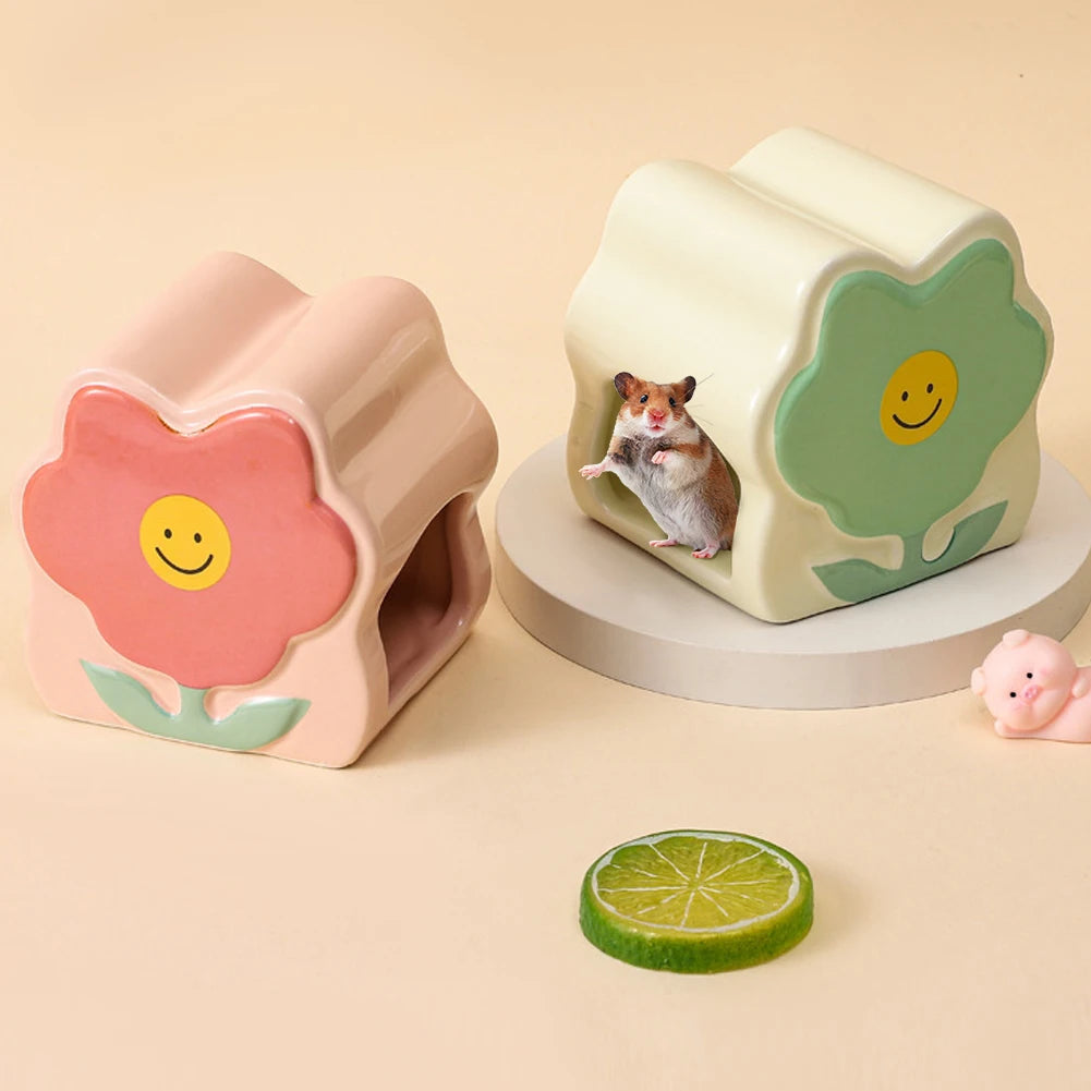 Ceramic Hamster House for Small Animals Outdoor Mushroom Cave Small Animal