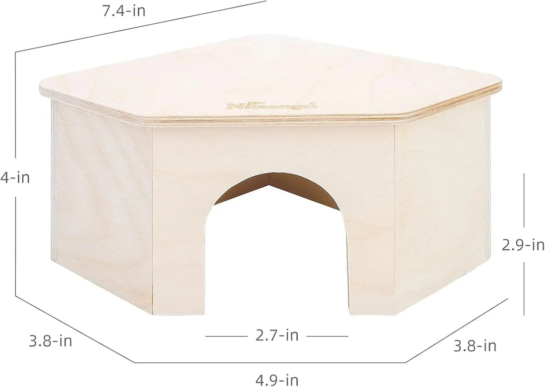 Birch Chamber-Maze Hamster Hideout - Woodland House Habitat for Hamsters, Mice, Gerbils