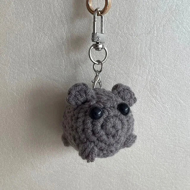 Cute Knitted Sad Hamster Cartoon Knitting Pendant Crochet Sad Hamster Meme Girl Hamster Handmade For Kids Gift