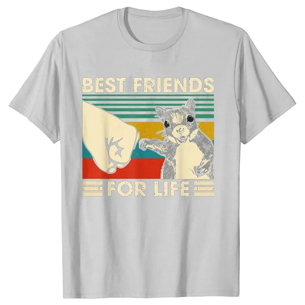 Funny Retro Vintage Squirrel Best Friend for Life T Shirts Graphic Cotton Streetwear Birthday Gifts Summer Style T-shirt