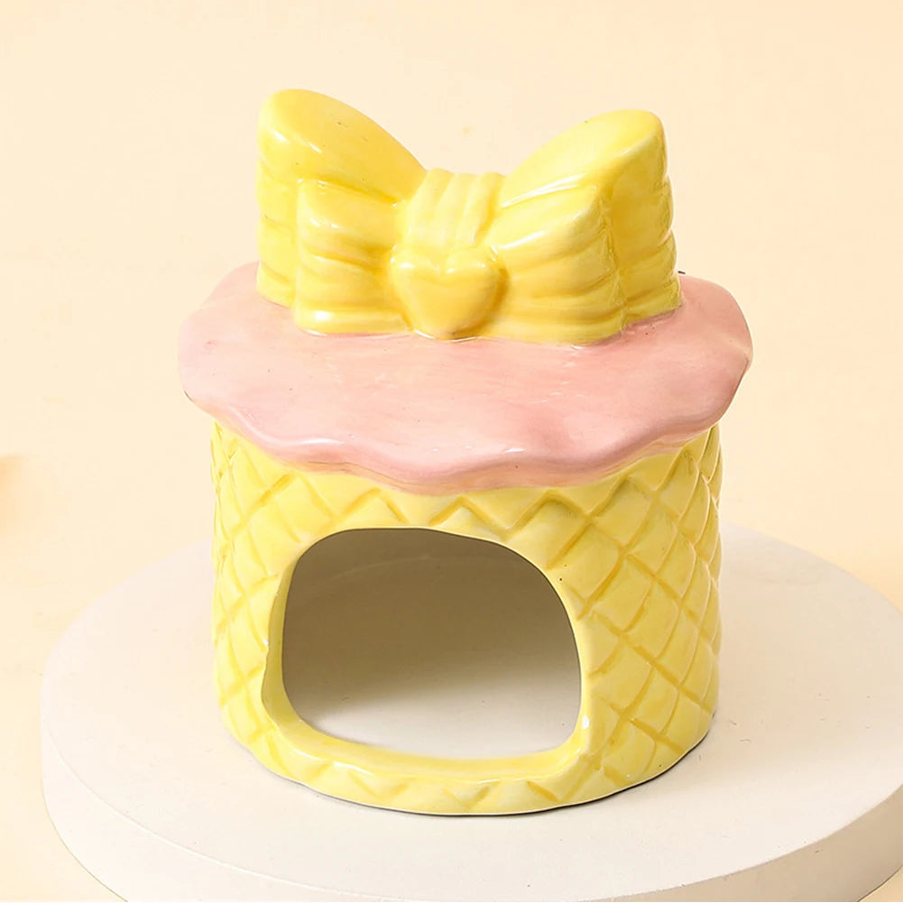 Ceramic Hamster House for Small Animals Outdoor Mushroom Cave Small Animal