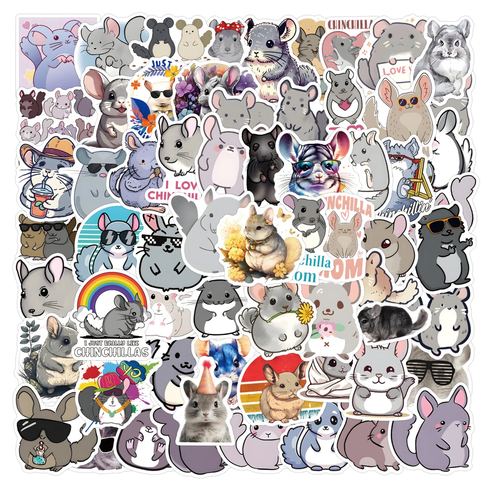 10/55/110PCS New Chinchilla Kawaii Creative Graffiti Stickers for Water Cup Pencil Box Scrapbook Waterproof Decal Kids Toy