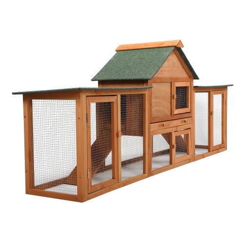 Large Wooden Rabbit Hutch with Tray and Ramp for rabbits from Burrowly small pet supplies.