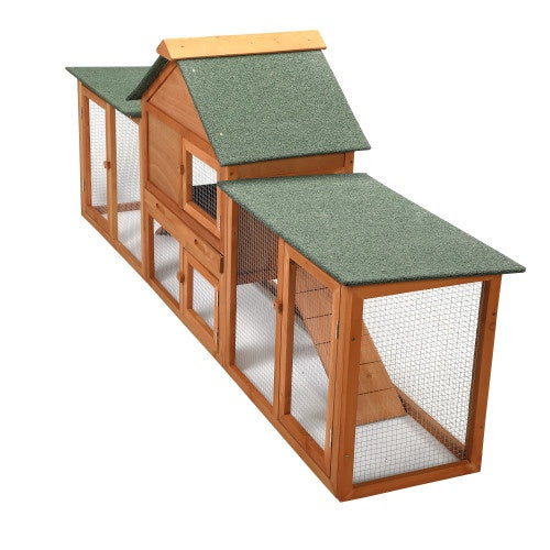 Large Wooden Rabbit Hutch with Tray and Ramp for rabbits from Burrowly small pet supplies.