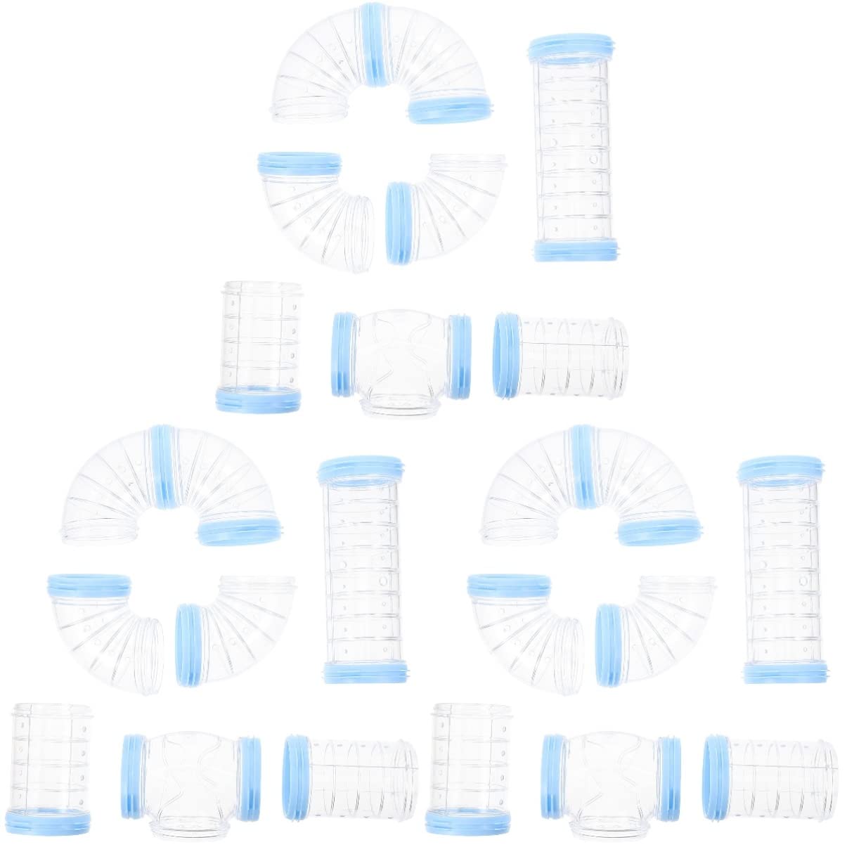 Transparent Small Pet Tunnel Toy Set - 3 Pack for hamsters, guinea pigs, rats and mice from Burrowly small pet supplies.
