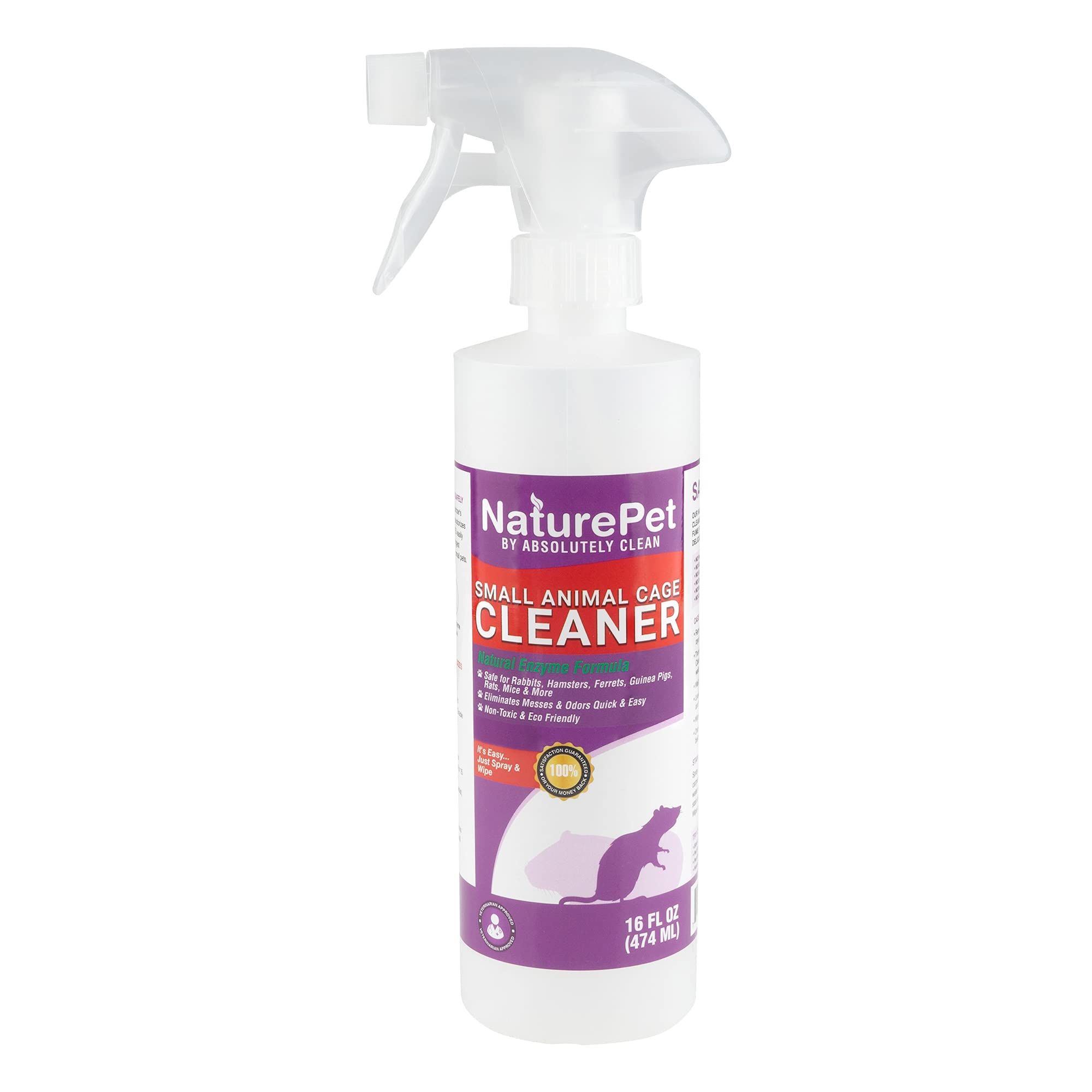 Small Animal Cage Cleaner Spray - 16 oz for hamsters, guinea pigs, rabbits, rats and mice from Burrowly small pet suppli