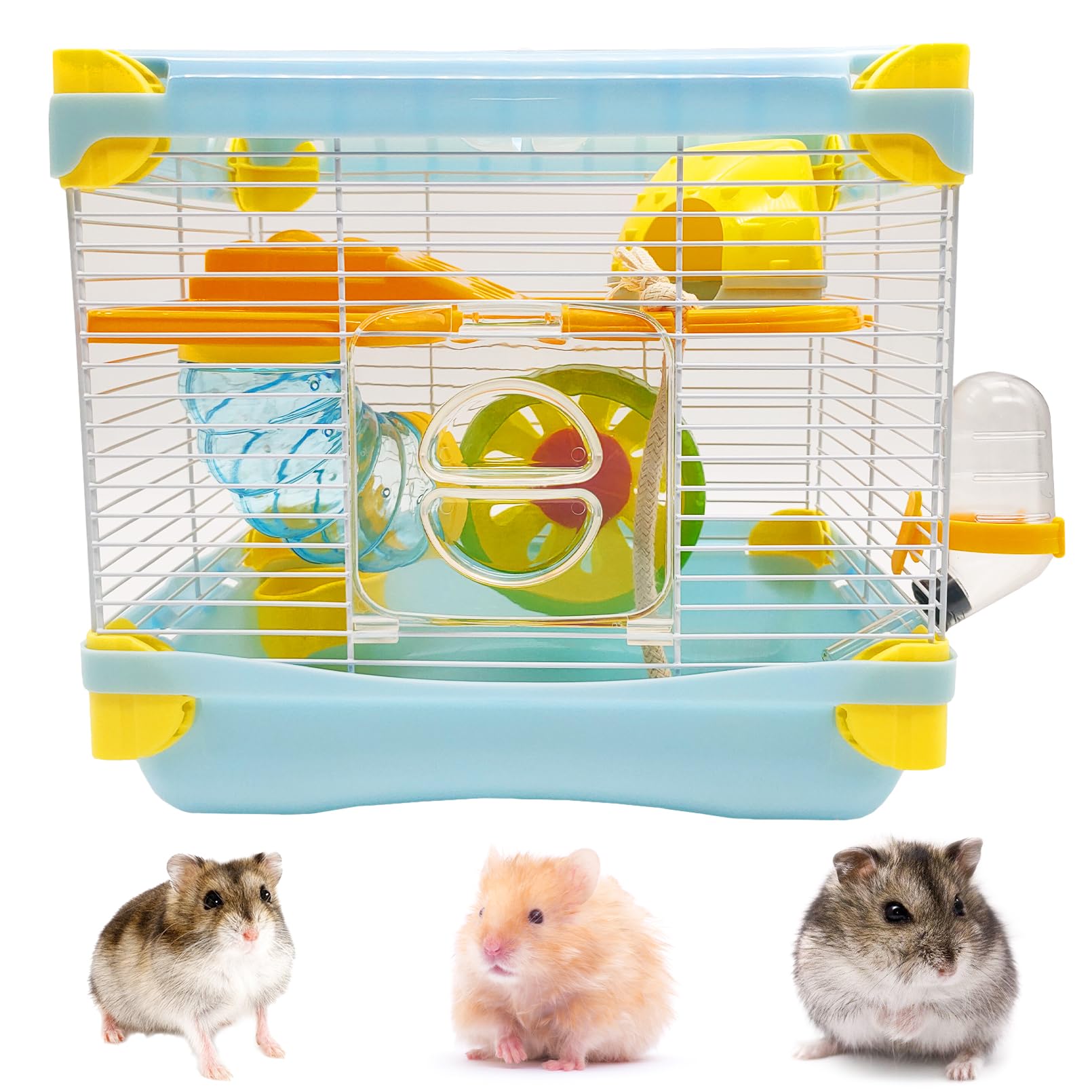 Portable 2-Level Dwarf Hamster Travel Cage with Wheel