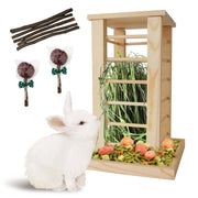 Wooden Rabbit Hay Feeder Rack for Guinea Pigs & Chinchillas
