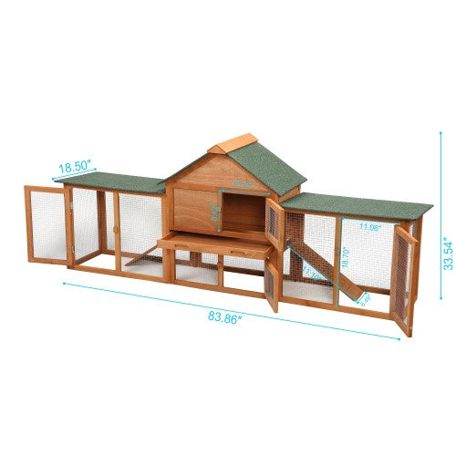 Large Wooden Rabbit Hutch with Tray and Ramp for rabbits from Burrowly small pet supplies.