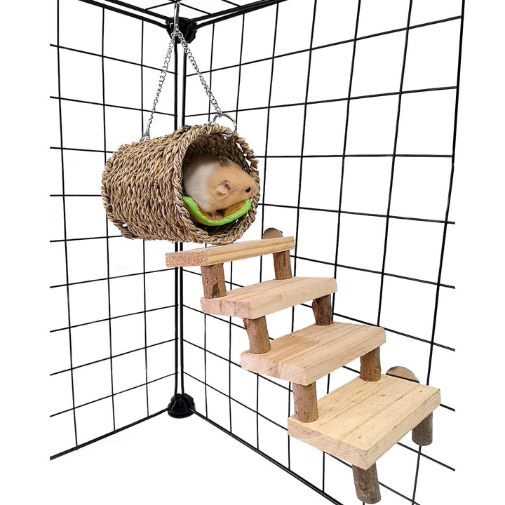 Wooden Hamster Climbing Ladder and Chew Toy Set