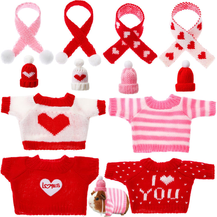 Valentine Small Animal Sweater, Hat & Scarf Set - 4 Pairs