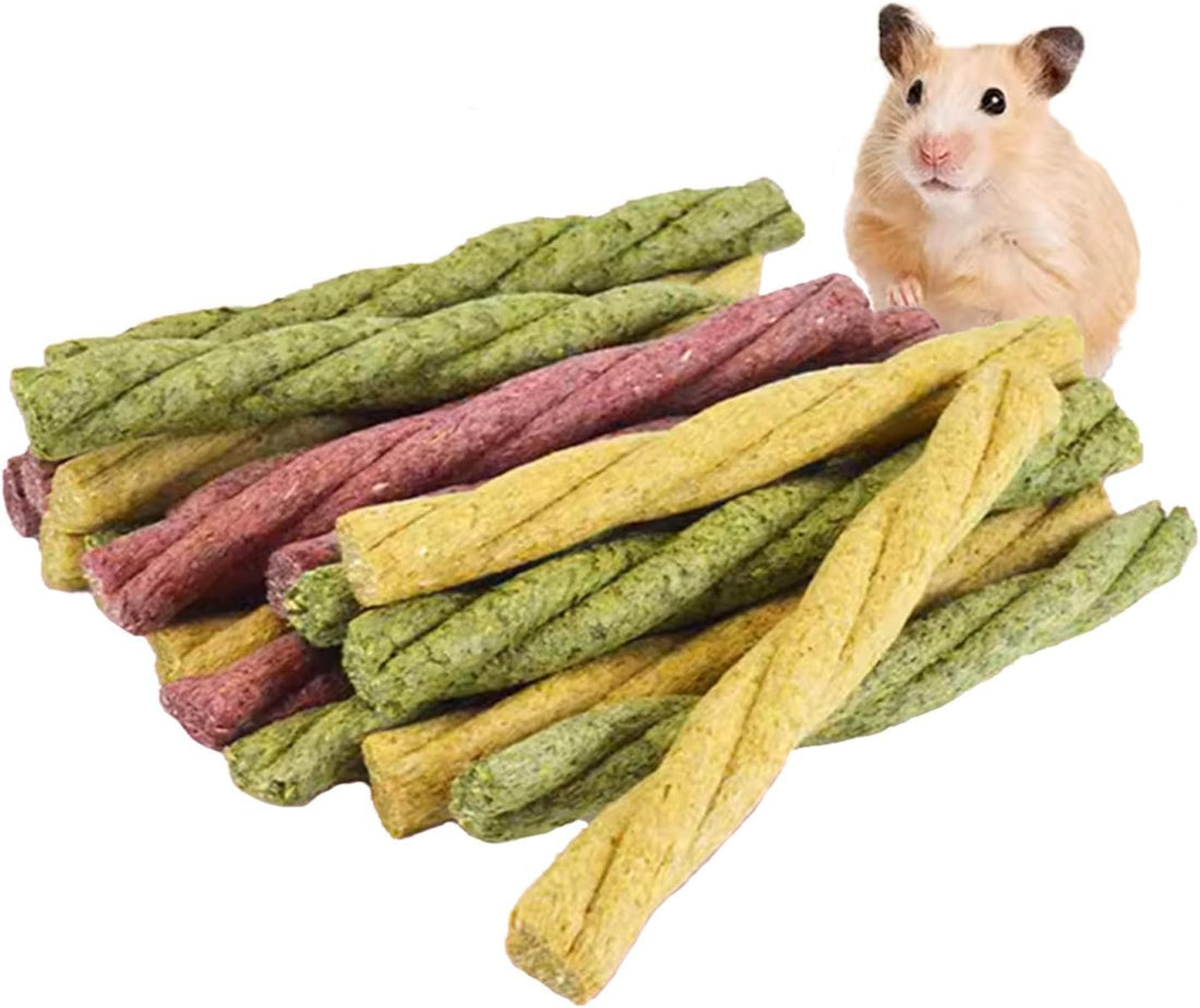 Twist Chew Sticks for Small Pets - 20 Pack for hamsters, guinea pigs, rabbits, rats and mice, chinchillas from Burrowly 