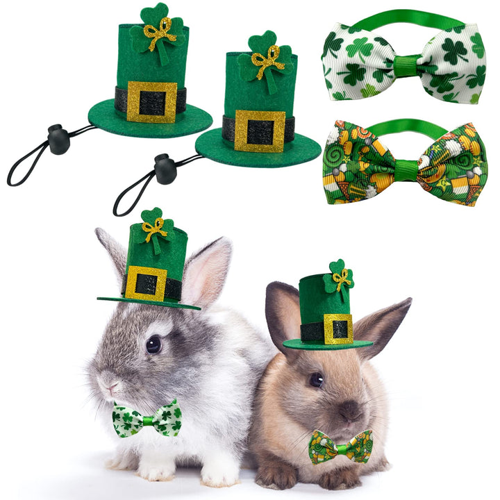 Small Animal St. Patrick's Day Hat & Bow Tie Set - 4 Pack